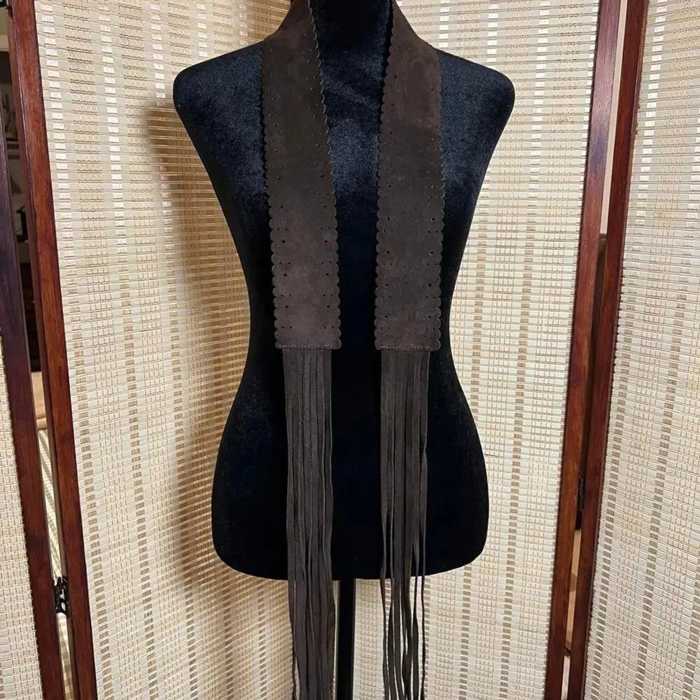 Vintage Boho Suede Fringe Belt/Scarf